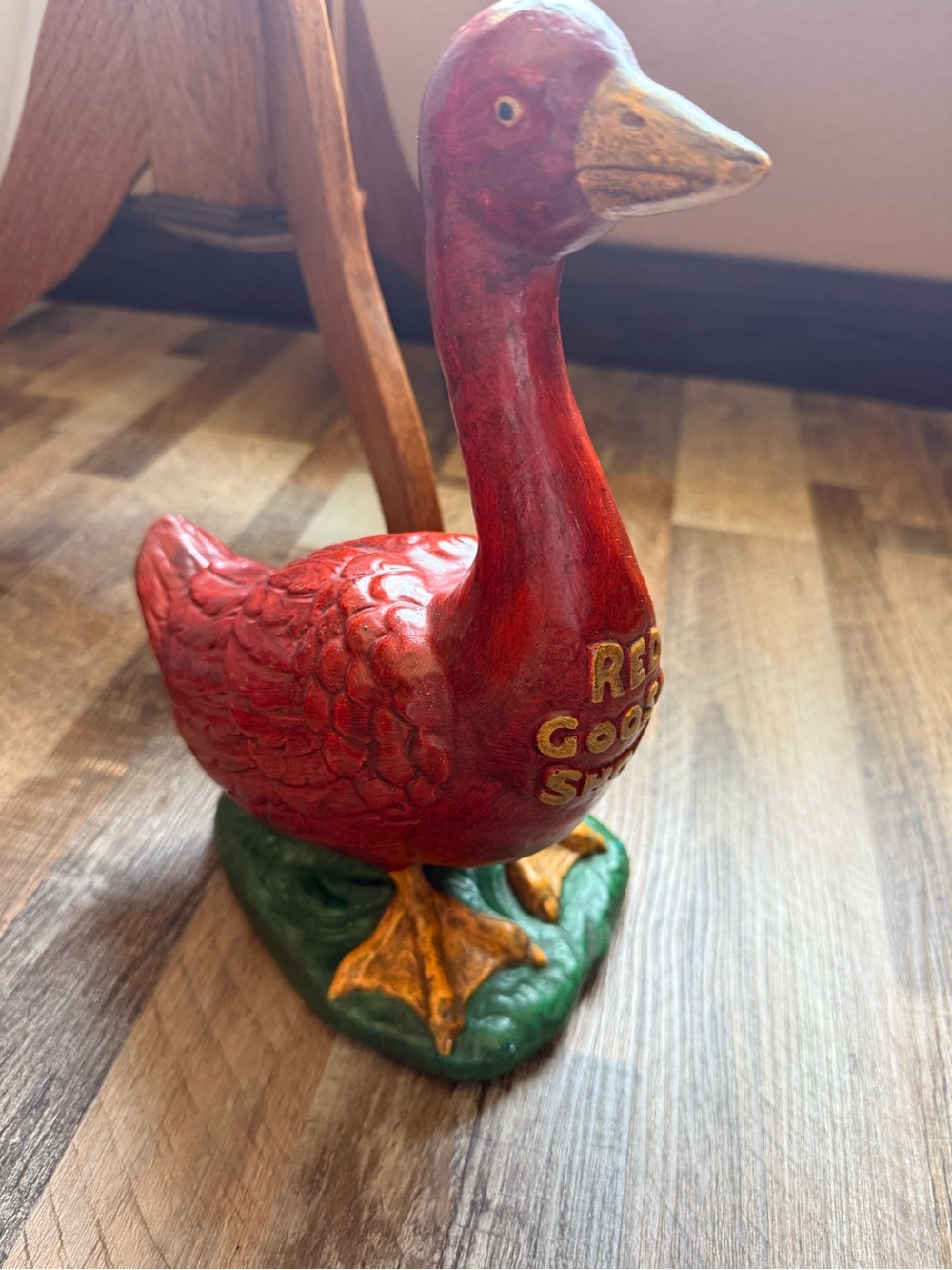Antique Red Goose Shoes Advertising Statue